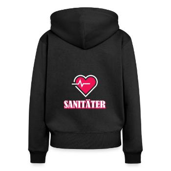 Sanitäter - Frauen Premium Bio Zip Hoodie - Schwarz - Hinten - Julia (174cm)