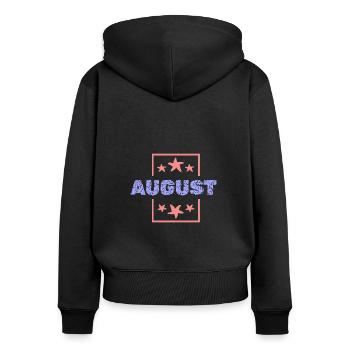 August August - Frauen Premium Bio Zip Hoodie - Schwarz - Hinten - Julia (174cm)