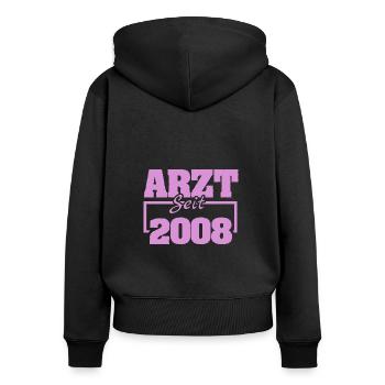 2008 - Frauen Premium Bio Zip Hoodie - Schwarz - Hinten - Julia (174cm)
