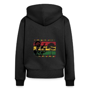 Afrique Safari Animaux Afrique Éléphant Vacances Nature - Sweat à capuche zippé Premium bio Femme - noir - Dos - Julia (174cm)