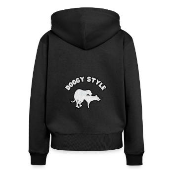 Levrette Grunge Blanc - Sweat à capuche zippé Premium bio Femme - noir - Dos - Julia (174cm)