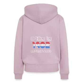 1982 - Women's Premium Organic Zip Hoodie - dusky pink - Back - Julia (174cm)