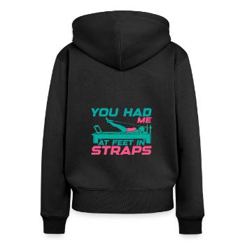You Had Me At Feet In Straps 22 - Women's Premium Organic Zip Hoodie - black - Back - Julia (174cm)