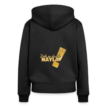 First name Nayla - Women's Premium Organic Zip Hoodie - black - Back - Julia (174cm)