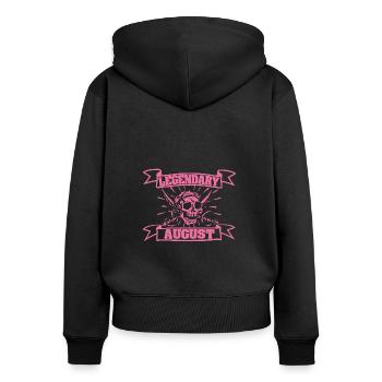 August als Fasching - Frauen Premium Bio Zip Hoodie - Schwarz - Hinten - Julia (174cm)