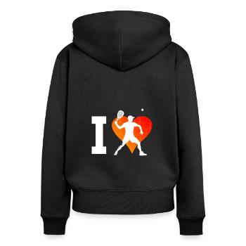Pickleball Homme Femme Pickleball Racquetb - Sweat à capuche zippé Premium bio Femme - noir - Dos - Julia (174cm)