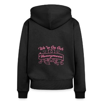 Nous sommes en lune de miel 5 - Sweat à capuche zippé Premium bio Femme - noir - Dos - Julia (174cm)