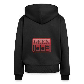 1998 - Frauen Premium Bio Zip Hoodie - Schwarz - Hinten - Julia (174cm)