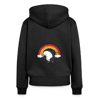 Penguin Gay Pride Transgender Gift - Women's Premium Organic Zip Hoodie - black - Back - Julia (174cm)