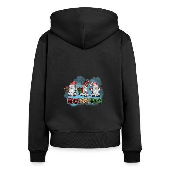 Weihnachten Père Noël Joyeux Noël - Sweat à capuche zippé Premium bio Femme - noir - Dos - Julia (174cm)