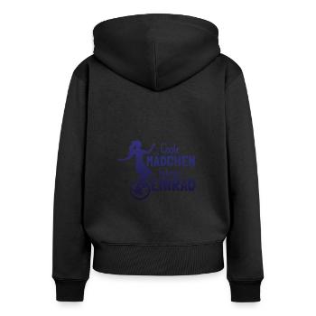 Einradfahrerin Coole Mädchen Fahren Einrad - Frauen Premium Bio Zip Hoodie - Schwarz - Hinten - Julia (174cm)
