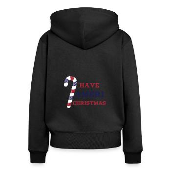Have Ameri Christmas - Frauen Premium Bio Zip Hoodie - Schwarz - Hinten - Julia (174cm)