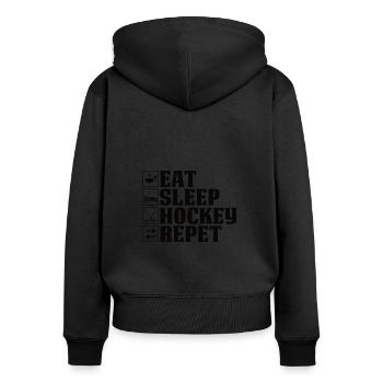 Eishockey Verein Team Sport Geschenk - Frauen Premium Bio Zip Hoodie - Schwarz - Hinten - Julia (174cm)