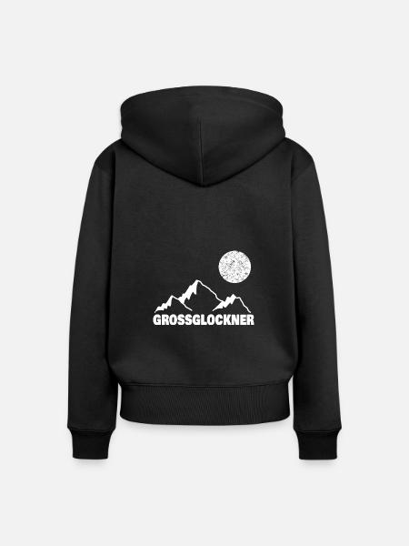 Grossglockner - Frauen Premium Bio Zip Hoodie - Schwarz