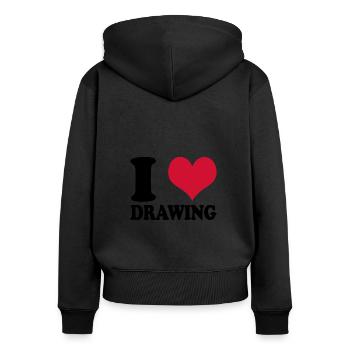 Zeichnen Zeichner I Love Drawing - Frauen Premium Bio Zip Hoodie - Schwarz - Hinten - Julia (174cm)