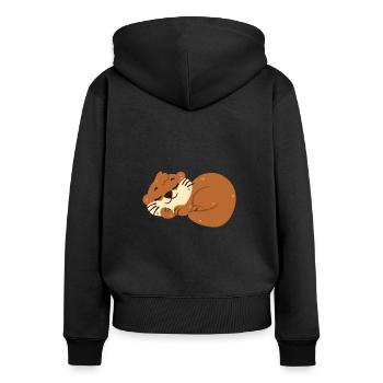 La loutre dort - Sweat à capuche zippé Premium bio Femme - noir - Dos - Julia (174cm)