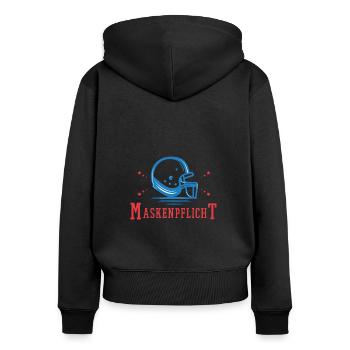 Maskenpflicht American Football - Frauen Premium Bio Zip Hoodie - Schwarz - Hinten - Julia (174cm)