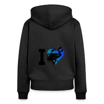 Scuba Diver Herren Free Dive Diver Damen - Frauen Premium Bio Zip Hoodie - Schwarz - Hinten - Julia (174cm)