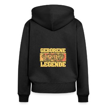 Legende 1989 - Frauen Premium Bio Zip Hoodie - Schwarz - Hinten - Julia (174cm)