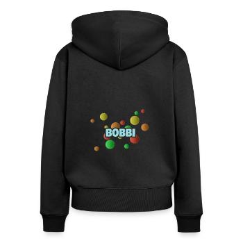 Geschenk für Bobbi - Frauen Premium Bio Zip Hoodie - Schwarz - Hinten - Julia (174cm)