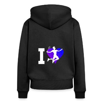 Squash Badminton Badminton Players Women Men - Women's Premium Organic Zip Hoodie - black - Back - Julia (174cm)