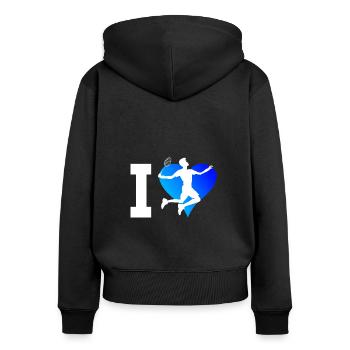 Joueur de badminton Badminton hommes Squash Badminton - Sweat à capuche zippé Premium bio Femme - noir - Dos - Julia (174cm)
