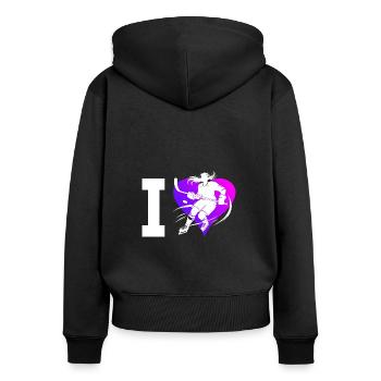 Eishockey Spieler Eishockey Herren Eishockeyspiele - Frauen Premium Bio Zip Hoodie - Schwarz - Hinten - Julia (174cm)