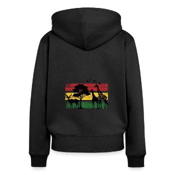 Afrique Safari Animaux Afrique Éléphant Vacances Nature - Sweat à capuche zippé Premium bio Femme - noir - Dos - Julia (174cm)