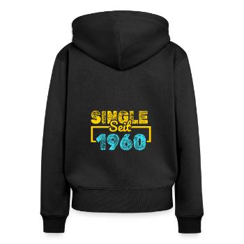 Single 1960 - Frauen Premium Bio Zip Hoodie - Schwarz - Hinten - Julia (174cm)