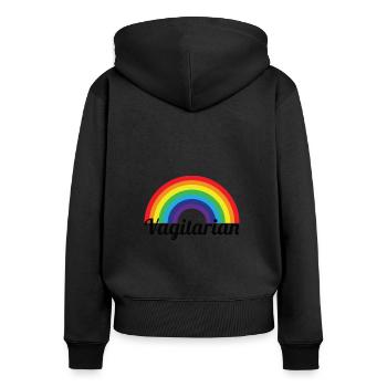 Vagitarier Lesbisch Homosexuell Paar Valentinstag - Frauen Premium Bio Zip Hoodie - Schwarz - Hinten - Julia (174cm)