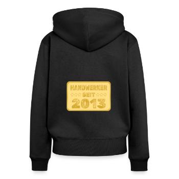 2013 - Frauen Premium Bio Zip Hoodie - Schwarz - Hinten - Julia (174cm)