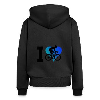 Rennrad Damen Rennradfahren Rennradfahrer - Frauen Premium Bio Zip Hoodie - Schwarz - Hinten - Julia (174cm)