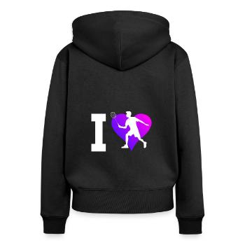 Women Men Badminton Players Badminton Badminton - Women's Premium Organic Zip Hoodie - black - Back - Julia (174cm)