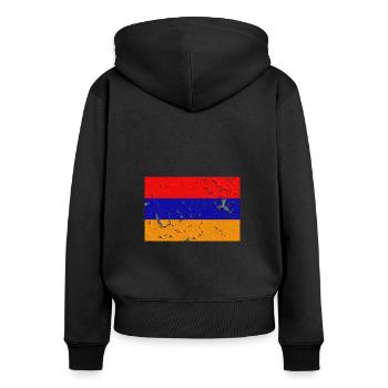 Armenien - Frauen Premium Bio Zip Hoodie - Schwarz - Hinten - Julia (174cm)