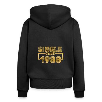 seit 1988 - Frauen Premium Bio Zip Hoodie - Schwarz - Hinten - Julia (174cm)