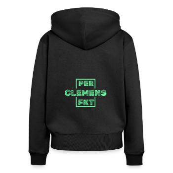 Clemens Clemens - Frauen Premium Bio Zip Hoodie - Schwarz - Hinten - Julia (174cm)