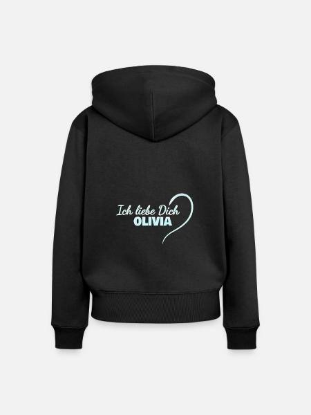 LiebeDich Olivia - Frauen Premium Bio Zip Hoodie - Schwarz