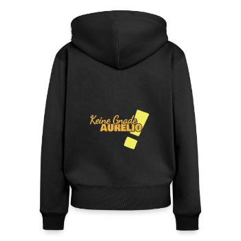 Aurelio als Lustig - Frauen Premium Bio Zip Hoodie - Schwarz - Hinten - Julia (174cm)
