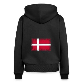 Dänemark - Frauen Premium Bio Zip Hoodie - Schwarz - Hinten - Julia (174cm)