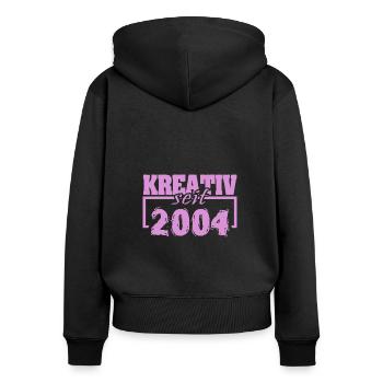 Kreativ 2004 - Frauen Premium Bio Zip Hoodie - Schwarz - Hinten - Julia (174cm)