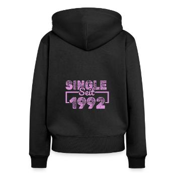 seit 1992 - Frauen Premium Bio Zip Hoodie - Schwarz - Hinten - Julia (174cm)