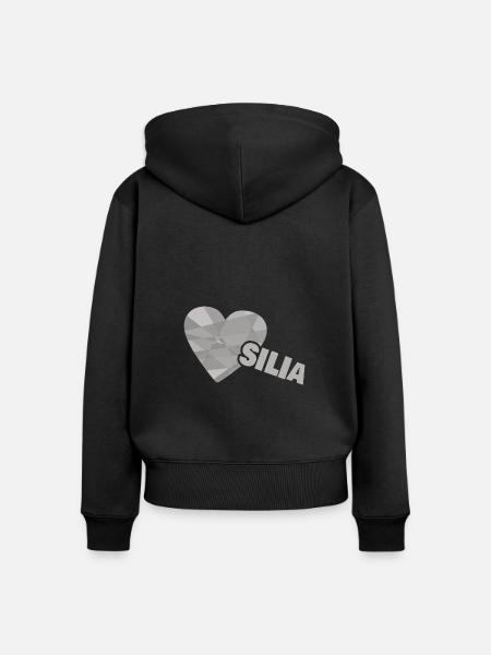 Herzchen Silia - Frauen Premium Bio Zip Hoodie - Schwarz
