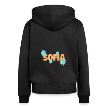 Geschenk für Sofia - Frauen Premium Bio Zip Hoodie - Schwarz - Hinten - Julia (174cm)