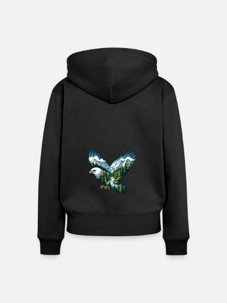 Eagle Natur Abenteuer Camping - Frauen Premium Bio Zip Hoodie - Schwarz