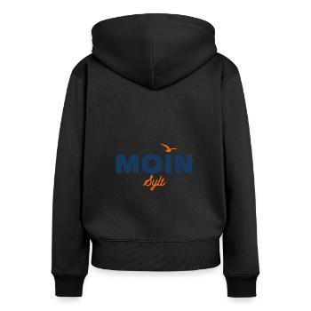 Nordsee Moin Sylt - Frauen Premium Bio Zip Hoodie - Schwarz - Hinten - Julia (174cm)