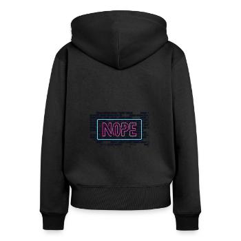 Nope - Nein - Neon Schild an Mauer - Frauen Premium Bio Zip Hoodie - Schwarz - Hinten - Julia (174cm)