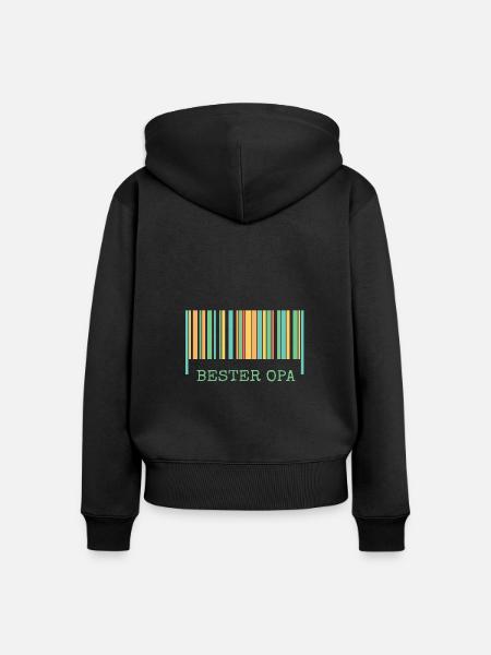 Strichcode Bester Opa - Frauen Premium Bio Zip Hoodie - Schwarz