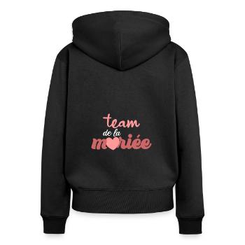 team de la mariée evjf future mariée mariage fille - Sweat à capuche zippé Premium bio Femme - noir - Dos - Julia (174cm)