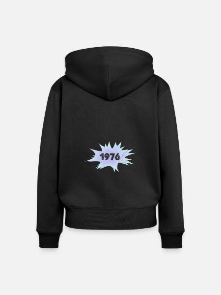 Sprechblase 1976 - Frauen Premium Bio Zip Hoodie - Schwarz