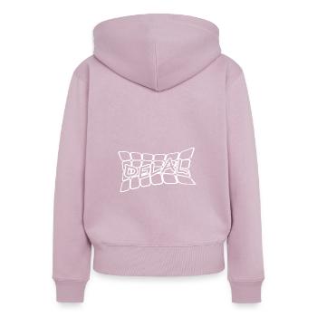 Delal comme nom - Sweat à capuche zippé Premium bio Femme - rose poudré - Dos - Julia (174cm)